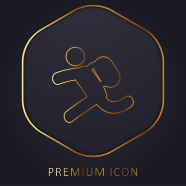 Backpacker Running golden line premium logo or icon clipart