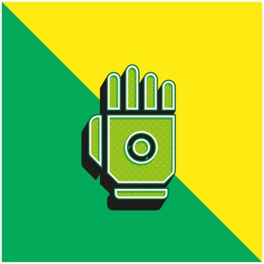 Biyonik El Yeşil ve sarı 3D vektör simgesi logosu