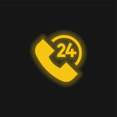 24 Saat Sarı Parlayan Neon simgesi