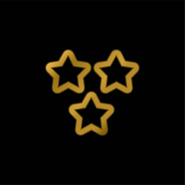 3 Stars Outlines gold plated metalic icon or logo vector clipart