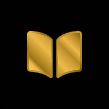 Kitap Açıldı Okuma Aracı Altın kaplama metalik simge veya logo vektörü