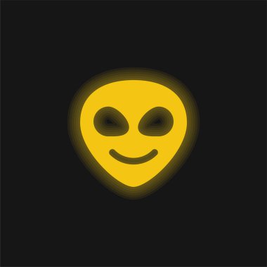 Uzaylı sarı parlak neon simgesi