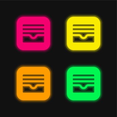 Apple four color glowing neon vector icon clipart