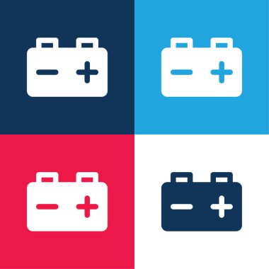 Pil mavi ve kırmızı dört renk minimal simge kümesi