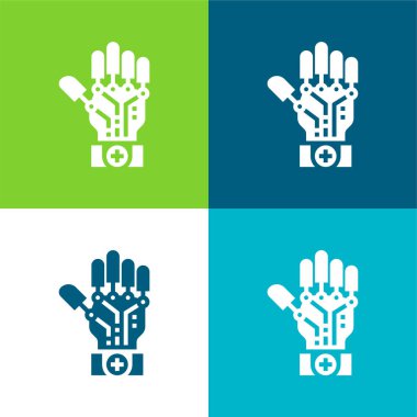 Yapay Zeka Düz Düz 4 renk minimal simgesi seti