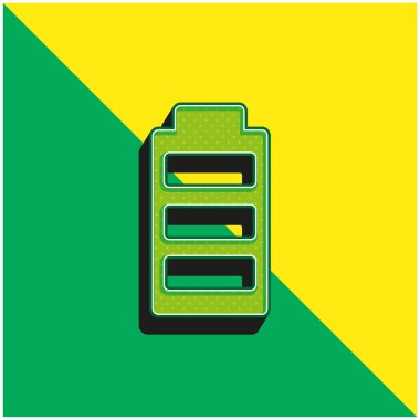 Pil Yeşil ve Sarı modern 3D vektör simgesi logosu