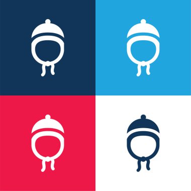 Bebek Şapkası mavi ve kırmızı dört renk minimal simge kümesi