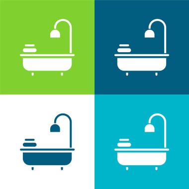 Küvet Düz 4 renk simgesi seti