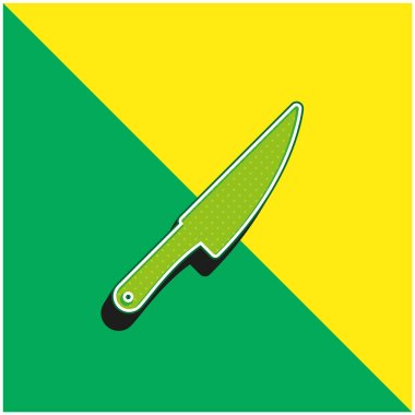 Büyük Bıçak Yeşil ve Sarı Modern 3D vektör simgesi logosu