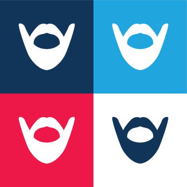 Sakal mavi ve kırmızı dört renk minimal simge kümesi