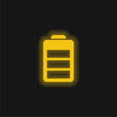 Battery Status yellow glowing neon icon clipart