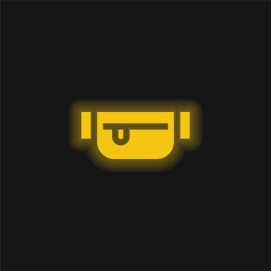 Belt Pouch yellow glowing neon icon clipart