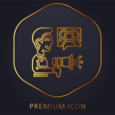 Altın çizgi prim logosu veya simgesi reklamı