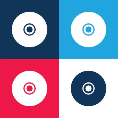 Black Compact Disc blue and red four color minimal icon set clipart