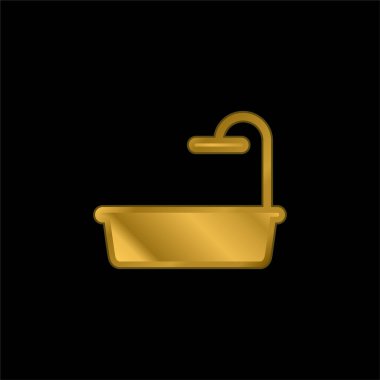 Küvet altın kaplama metalik simge veya logo vektörü
