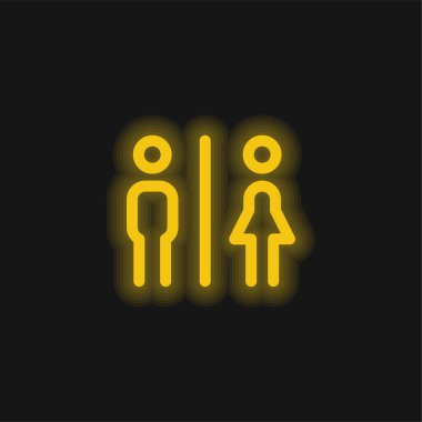 Bathrooms yellow glowing neon icon clipart