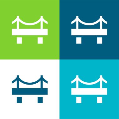 Köprü Düz 4 renk minimal simgesi seti