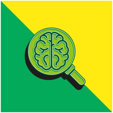 Beyin Yeşili ve Sarı Modern 3D vektör simgesi logosu