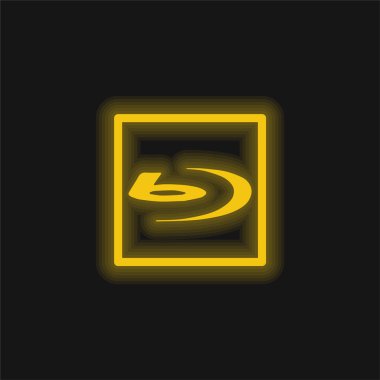 Blu Ray Sign yellow glowing neon icon clipart