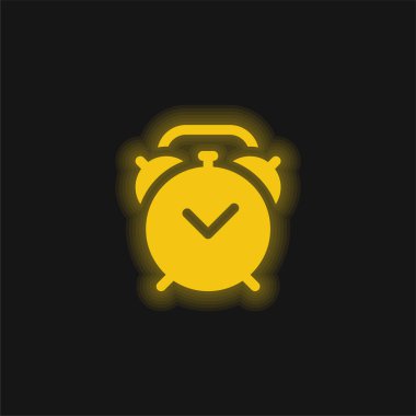 Alarm Saati sarı parlayan neon simgesi