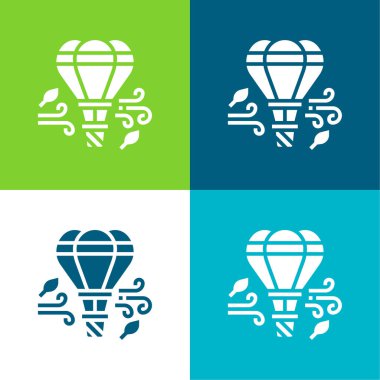 Hava Balonu Düz 4 renk minimal simgesi seti