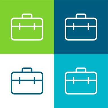 Evrak çantası Düz 4 renk minimal simgesi seti