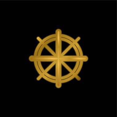 Boat Helm gold plated metalic icon or logo vector clipart