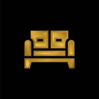 Armchair gold plated metalic icon or logo vector clipart