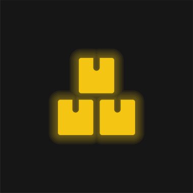 Parlayan sarı neon simge kutuları