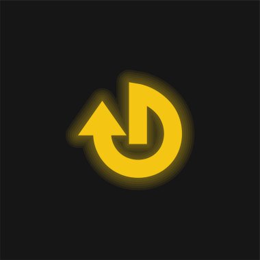 Ok Dairesel Şekli sarı parlak neon simgesi