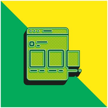 Yeşil ve sarı modern 3D vektör simgesi logosu