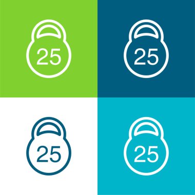25 Kilos Weight Flat four color minimal icon set clipart