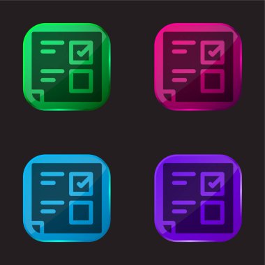 Oylama dört renkli cam düğme simgesi