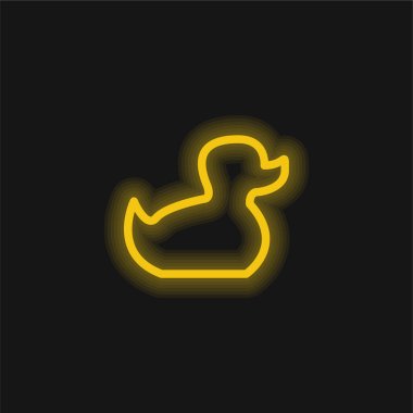 Baby Duck Toy Outline yellow glowing neon icon clipart