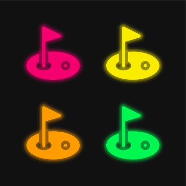 Kuş dört renkli parlayan neon vektör simgesi