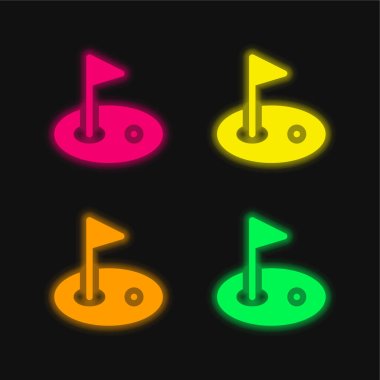 Birdie four color glowing neon vector icon clipart