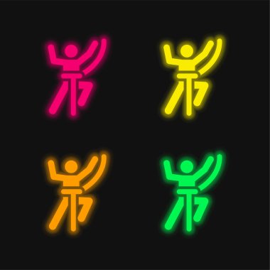 Dört renkli parlak neon vektör simgesi