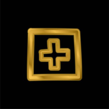 El Kaplama Düğmesi Taslak Altın Kaplama Metal Simge veya logo Vektörü Ekle