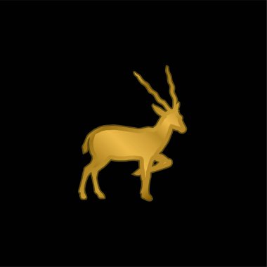 Antelope Silhouette From Side View gold plated metalic icon or logo vector clipart