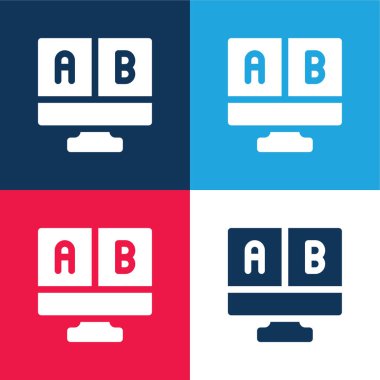 Ab Deneme mavi ve kırmızı dört renk en küçük simge kümesi