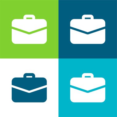 Evrak çantası Düz 4 renk minimal simgesi seti