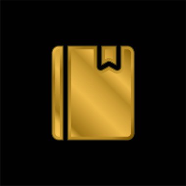 Kitap altın kaplamalı metalik simge veya logo vektörü
