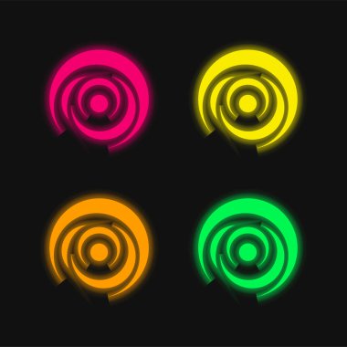 Kara Delik dört renk parlayan neon vektör simgesi