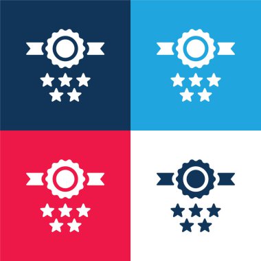 Rozet mavi ve kırmızı dört renk minimal simge kümesi