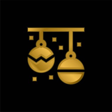 Bauble altın kaplama metalik simge veya logo vektörü