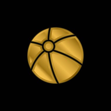 Beach Ball gold plated metalic icon or logo vector clipart