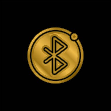 Bluetooth altın kaplama metalik simge veya logo vektörü