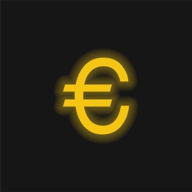 Büyük Avro Sembolü sarı parlak neon simgesi