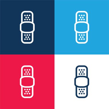 Yara bandı mavi ve kırmızı dört renk minimal simgesi