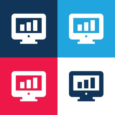 Çizelge mavi ve kırmızı dört renk minimal simge kümesi